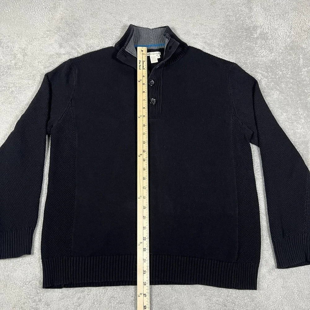 Carbon 2 Cobalt Knit Sweater Mens Extra Large 1/4 Button Black Stretch